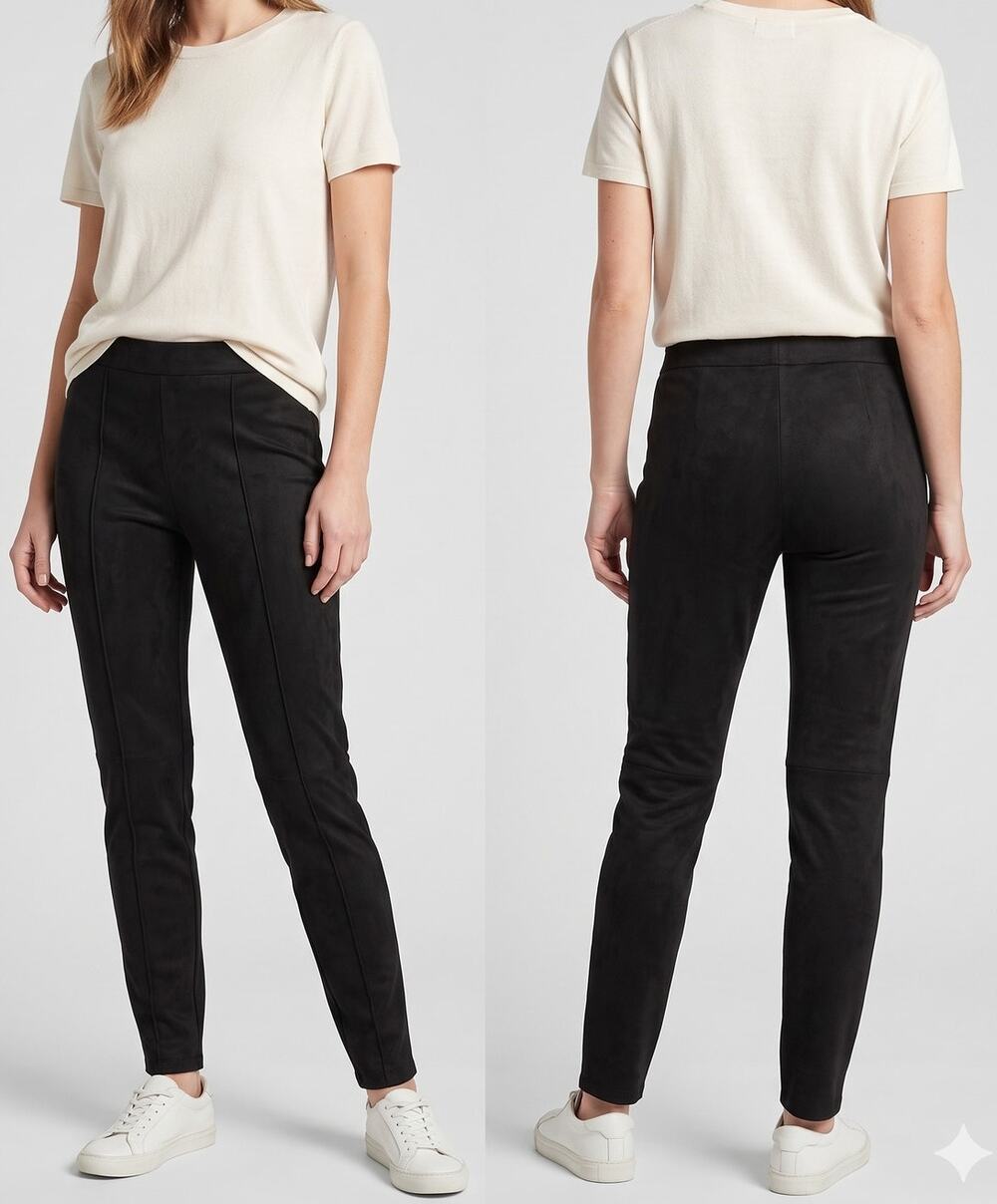 H by Halston Small Black Pants Faux Suede Leggings